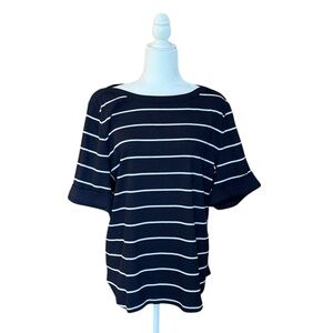 Talbots Boat Neck Tee Navy Stripe 3X NWT